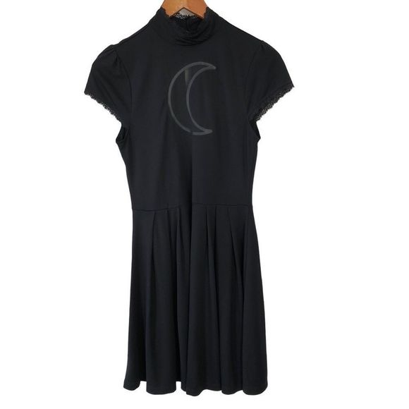 Killstar Dresses & Skirts - Killstar | Cresent Moon Goth Punk Lace Trim Dress Wednesday Adams Grunge